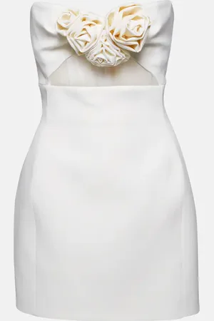 MAGDA BUTRYM Floral-appliquÃ© wool bustier dress
