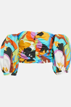 Etro Printed off-shoulder crop top