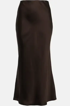 Norma Kamali Bias Obi satin midiskirt
