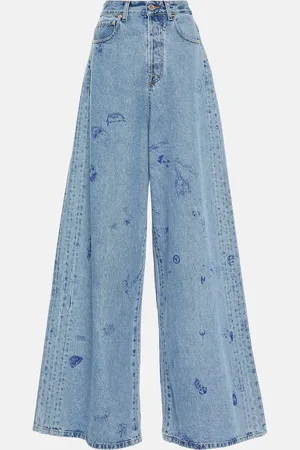 Vetements Printed low-rise wide-leg jeans