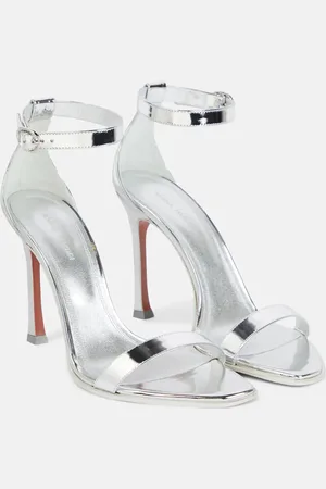 Amina Muaddi Kim metallic leather sandals