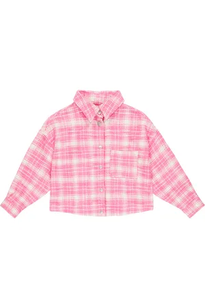 Palm Angels Checked cotton-blend tweed shirt