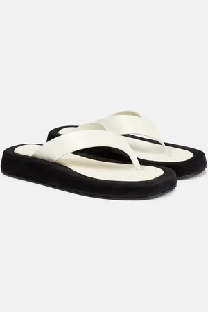 The Row Ginza leather and suede thong sandals