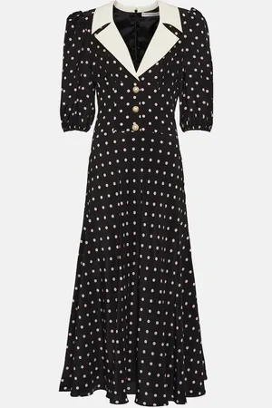 Alessandra Rich Polka-dot silk midi dress