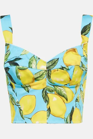 Dolce & Gabbana Printed cotton-blend bustier top
