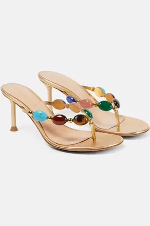 Gianvito Rossi Shanti embellished leather thong sandals