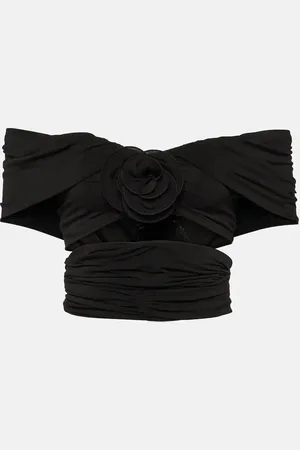 MAGDA BUTRYM Floral off-shoulder ruched crop top