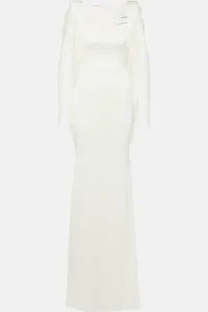 ALEX PERRY Bridal Portrait cape-detail satin gown