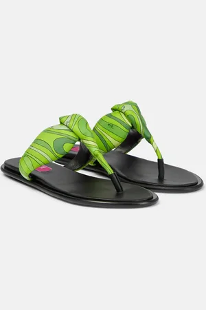 Puccini Printed silk twill thong sandals