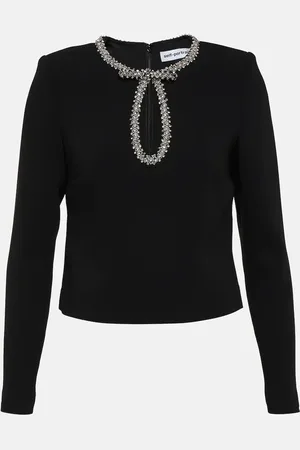 Self-Portrait Embellished crÃªpe top