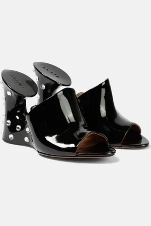 Alaïa AlaÃ¯a La Sculpture embellished patent leather mules