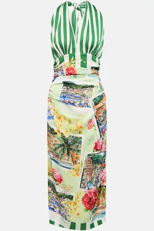 Dolce & Gabbana Portofino halterneck silk-blend midi dress