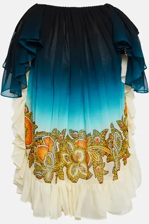 Etro Off-shoulder printed silk minidress
