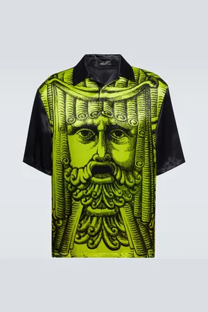 VERSACE Printed satin bowling shirt