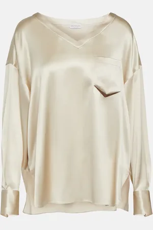 Brunello Cucinelli Silk-blend satin top