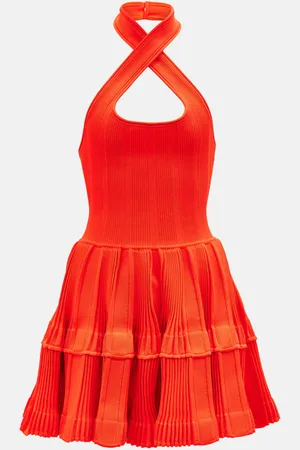 Alaïa AlaÃ¯a Ribbed-knit halterneck minidress