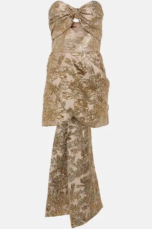 JOHANNA ORTIZ Bow-detail cutout brocade minidress