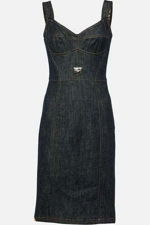 Dolce & Gabbana Logo embroidered denim midi dress