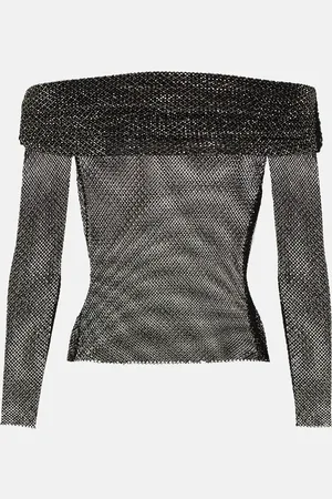 Self-Portrait Off-shoulder fishnet top