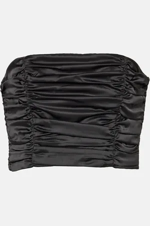 ROTATE Ruched satin crop top