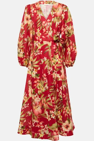 ZIMMERMANN Lexi floral linen wrap dress
