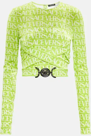 VERSACE Medusa Biggie logo velvet crop top
