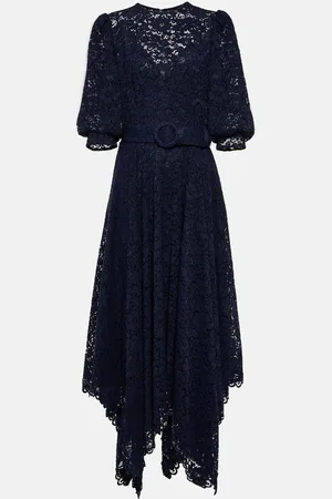 Costarellos Belted lace midi dress