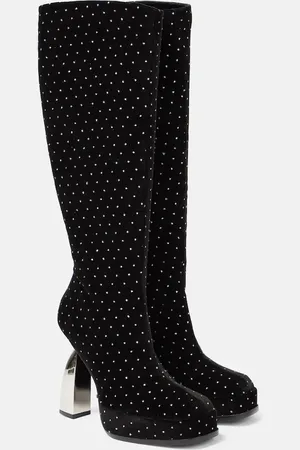 NODALETO Angel S embellished velvet knee-high boots