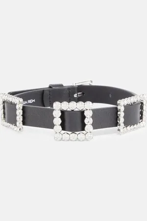 Alessandra Rich Embellished leather necklace