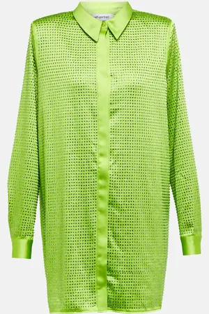 Self-Portrait Embellished satin shirt