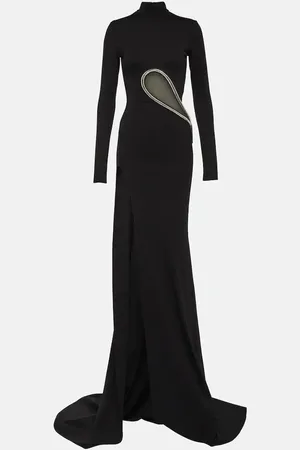 DAVID KOMA Paneled embellished jersey gown