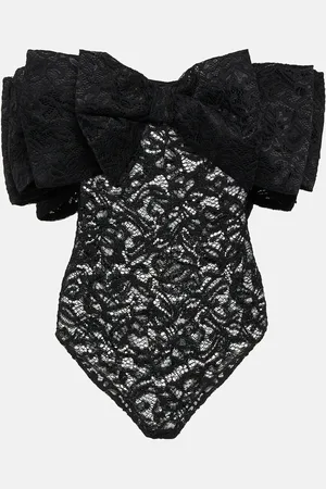 ROTATE Bow-detail lace bodysuit