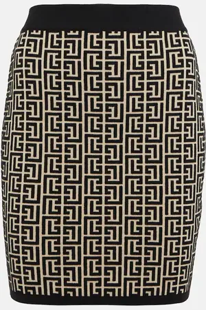 Balmain Monogram wool-blend miniskirt