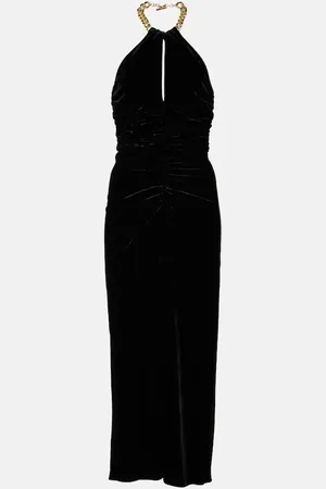 VERONICA BEARD Josette halterneck velvet midi dress