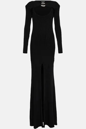 DAVID KOMA Embellished ribbed-knit gown
