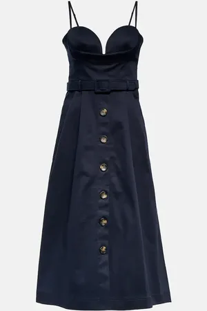 Carolina Herrera Belted cotton-blend midi dress