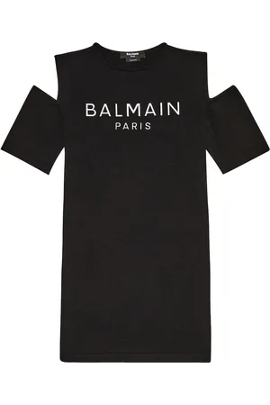 Balmain Logo cold shoulder dress
