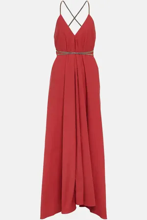 Brunello Cucinelli Belted cotton poplin maxi dress