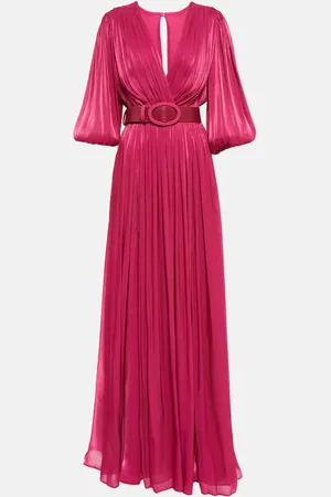 Costarellos Mira pleated georgette gown