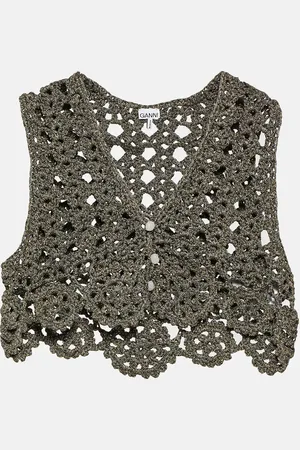 Ganni Crochet cotton-blend top