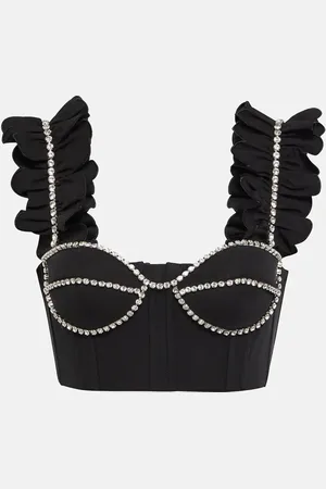 AREA Embellished cotton bustier top