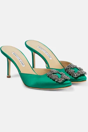 Manolo Blahnik Hangisimu 70 embellished satin mules