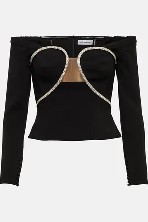 Self-Portrait Embellished strapless top