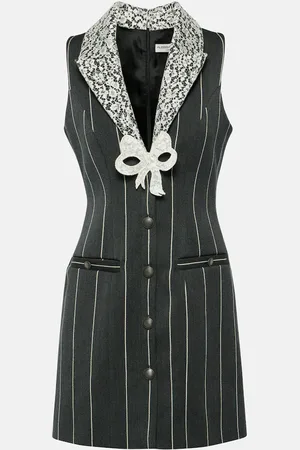 Alessandra Rich Pinstripe wool-blend minidress