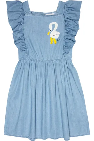 Bobo Choses Printed ruffled denim dress