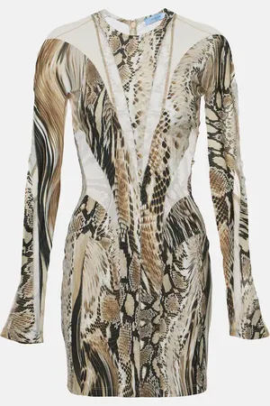 MUGLER Paneled tulle and jersey minidress