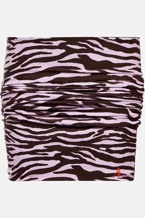 The Attico Ruched printed lycra miniskirt