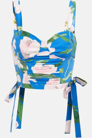 Carolina Herrera Floral cotton-blend crop top