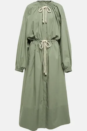Jil Sander Drawstring cotton poplin midi dress