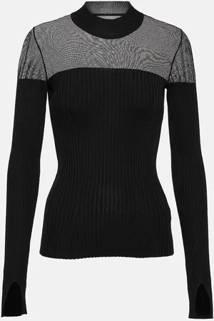 Wolford Contoured Ribs mesh-trimmed virgin wool top